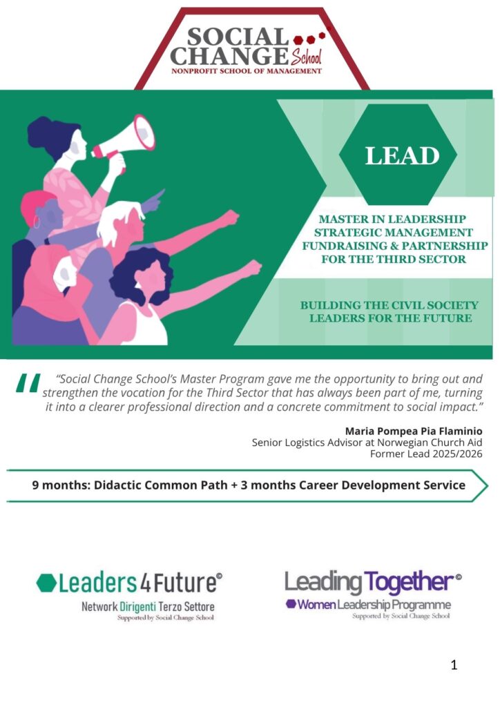 MASTER IN LEADERSHIP STRATEGIC MANAGEMENT FUNDRAISING & PARTNERSHIP FOR THE THIRD SECTOR